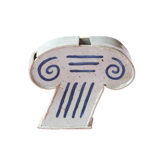 Capital sculpture in ceramic - Blue details