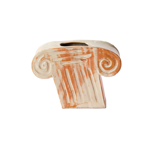 Capital sculpture in ceramic - Beige/White