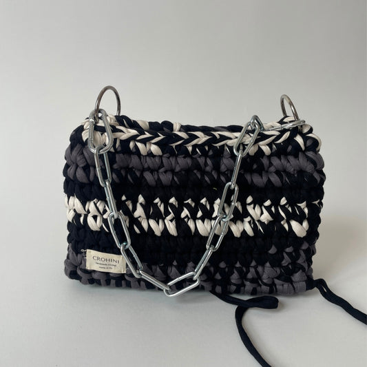Black/White/Grey JOE crochet bag