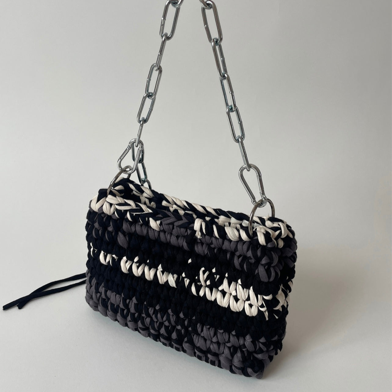 Black/White/Grey JOE crochet bag