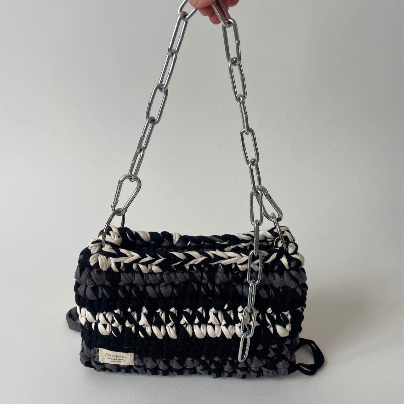 Black/White/Grey JOE crochet bag