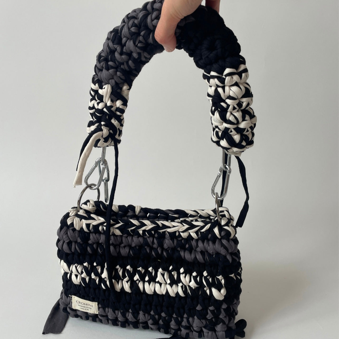Black/White/Grey JOE crochet bag