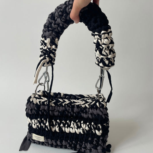 Black/White/Grey JOE crochet bag