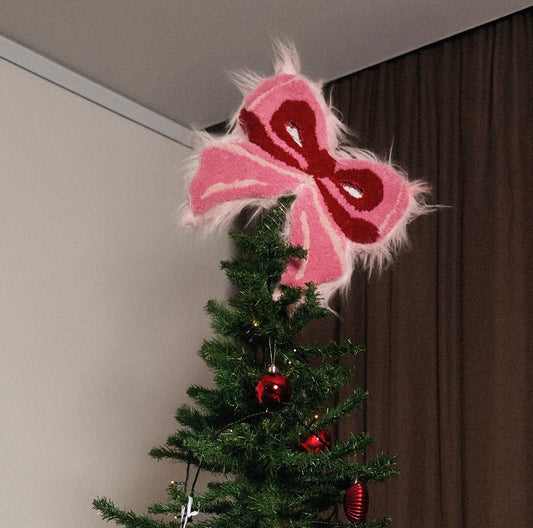 Bow WOW Topper – Pink tufted Christmas tree bow