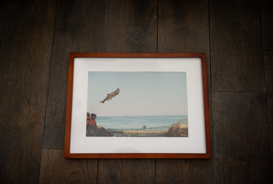 Fishermen on the dispute island of Iturup in the Pacific Ocean Print