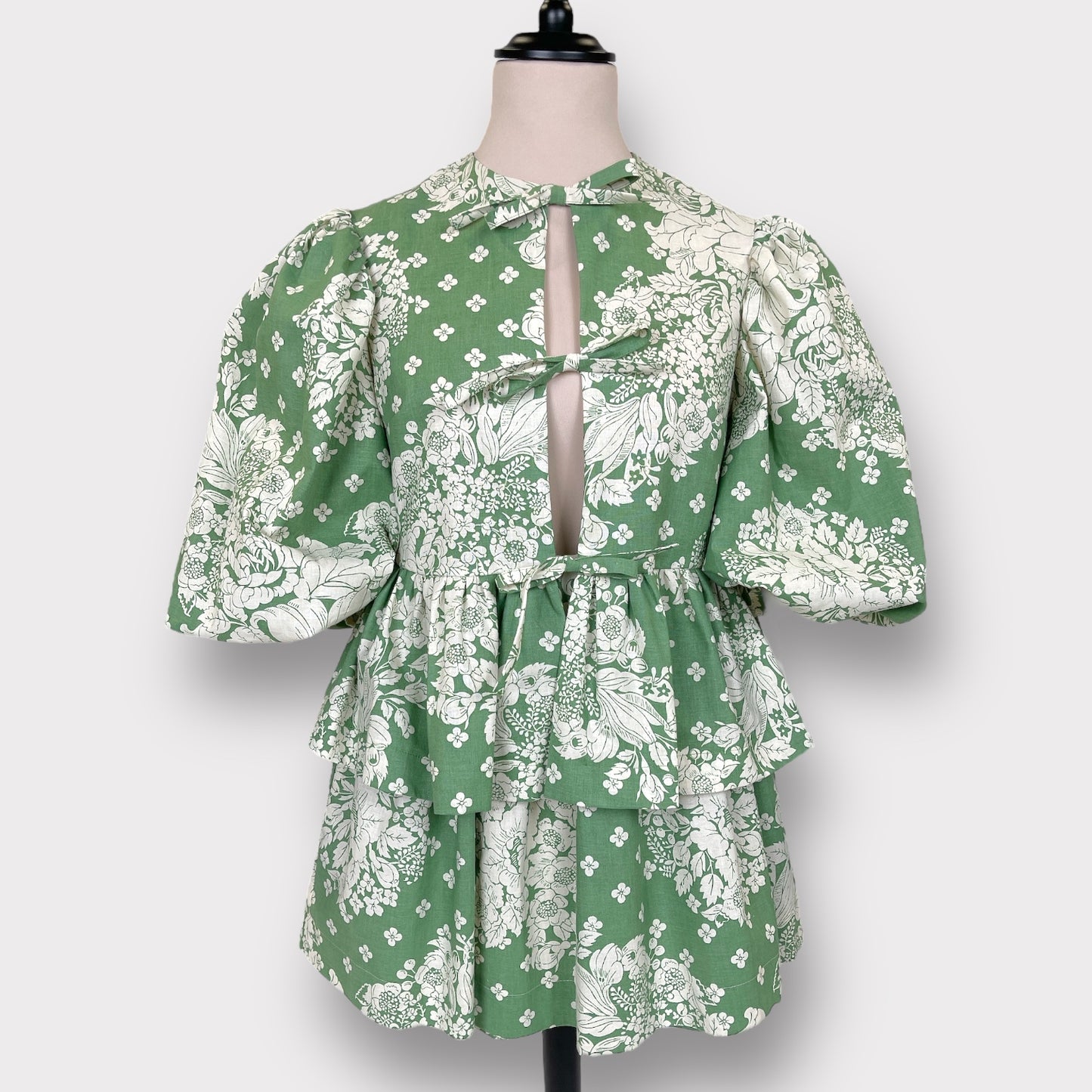 green tie blouse