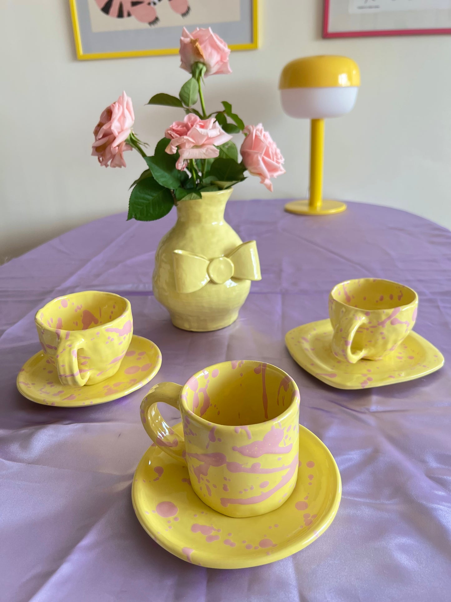 Cup with plate - Yellow