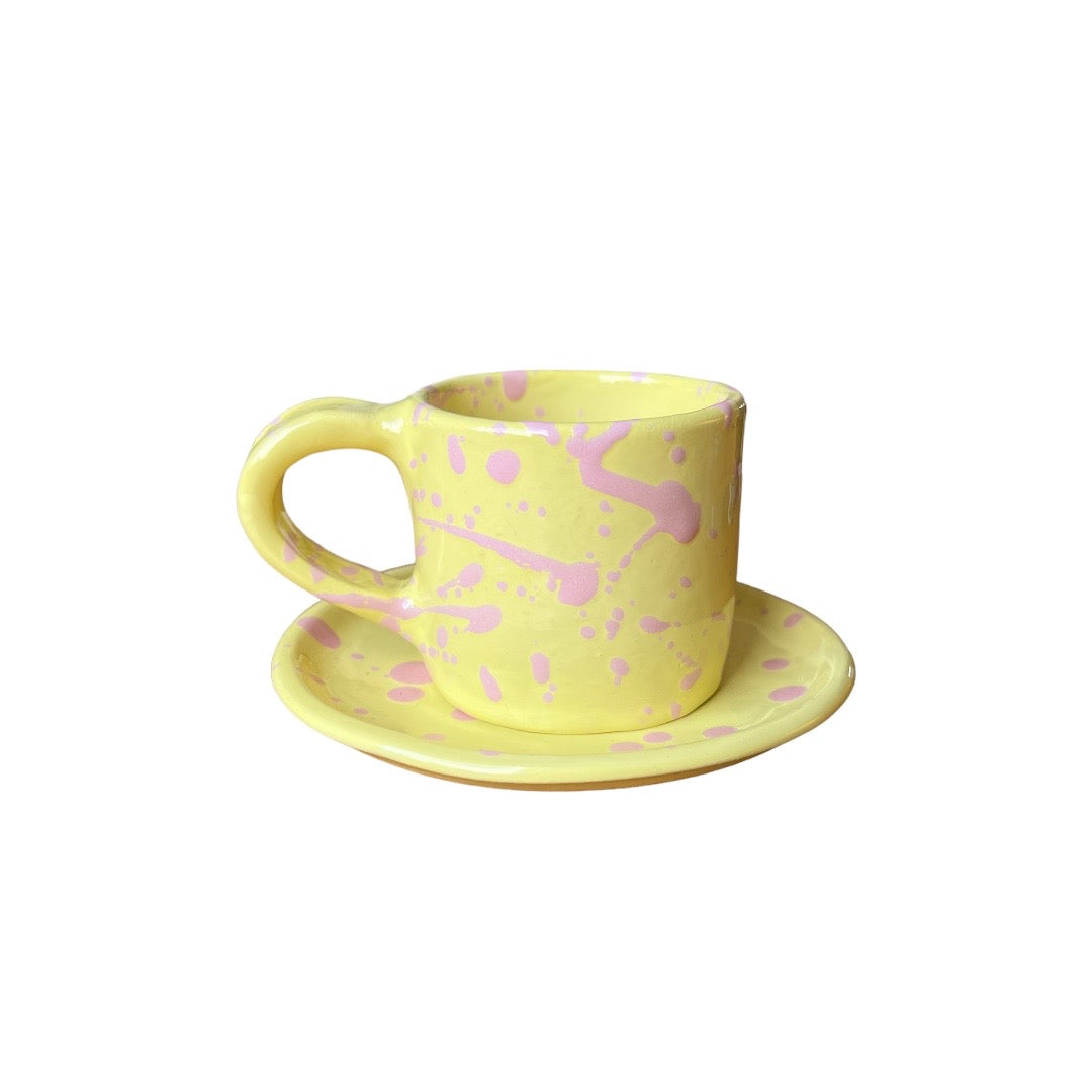 Cup with plate - Yellow