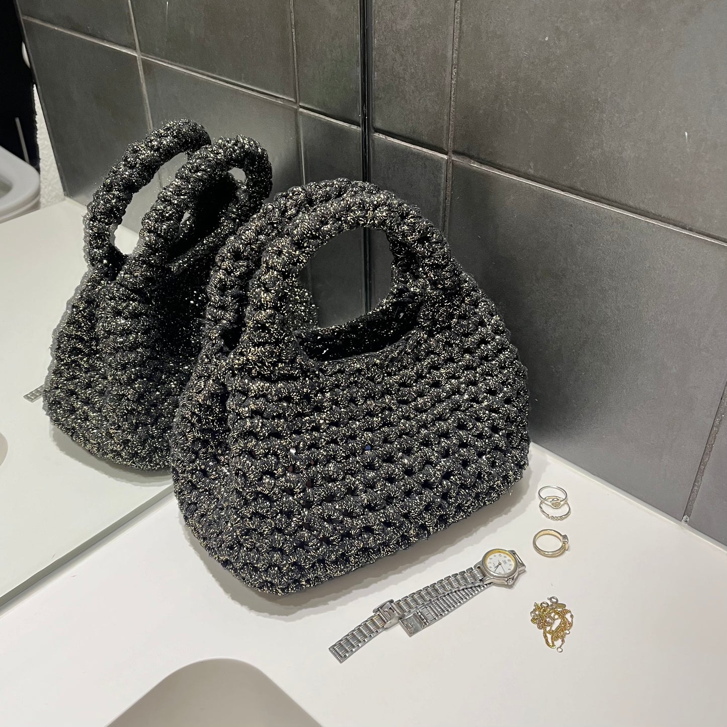 Cocktail bag Black Silver