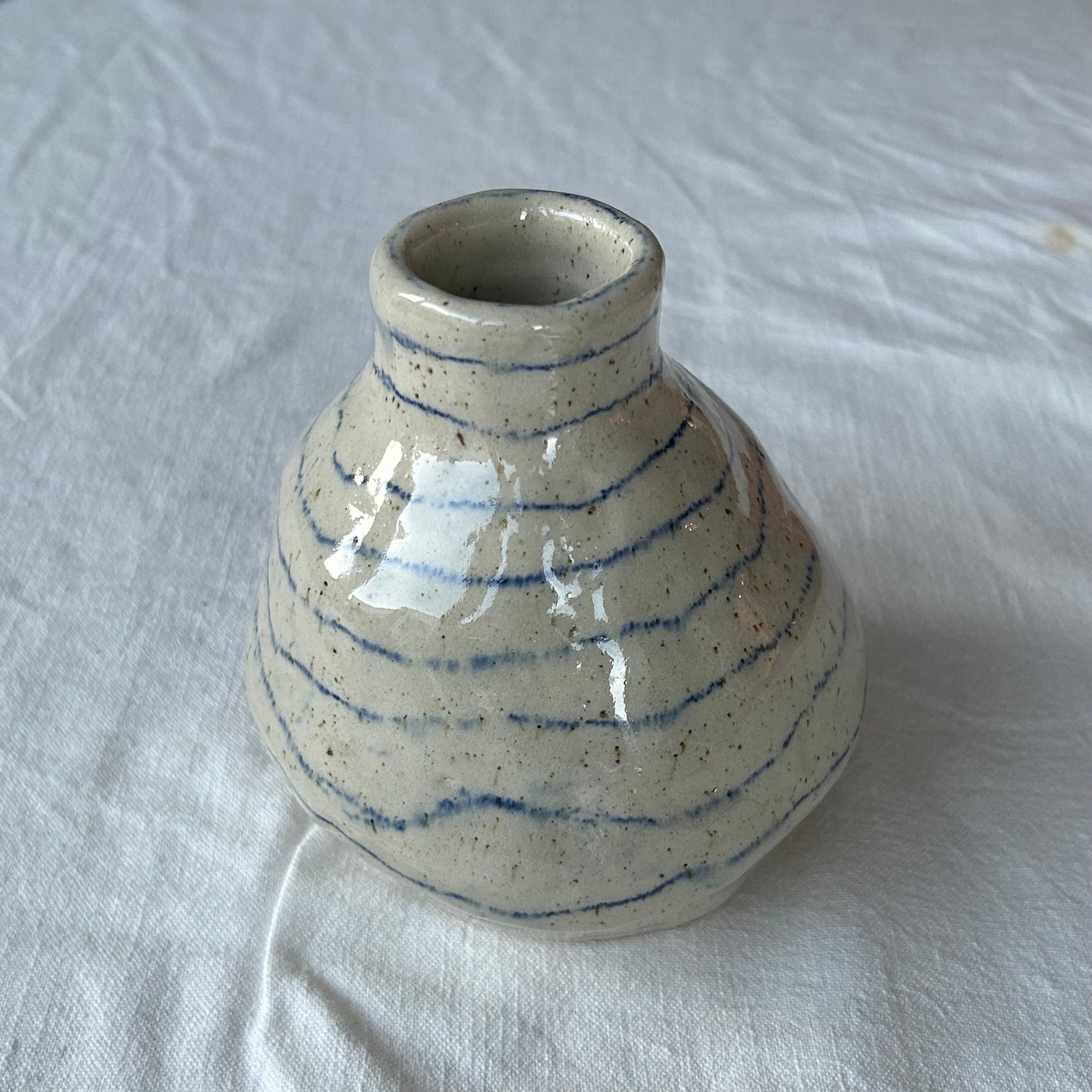 SPOTTED BLUE STRIPED VASE