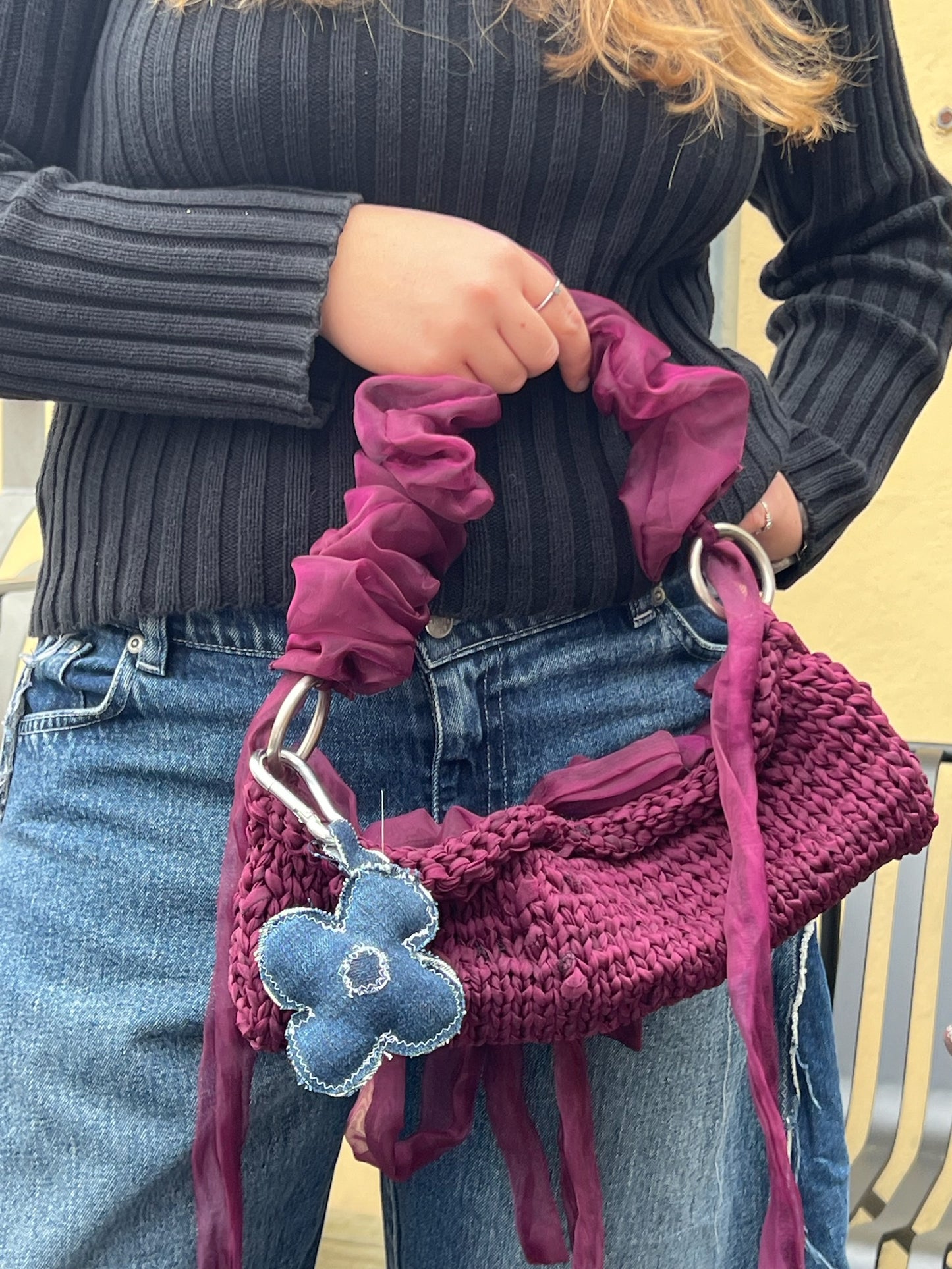 KEYCHAIN FLOWER - DARK DENIM