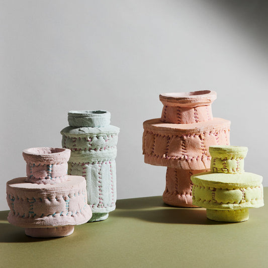 Vase i svamp pastelblå