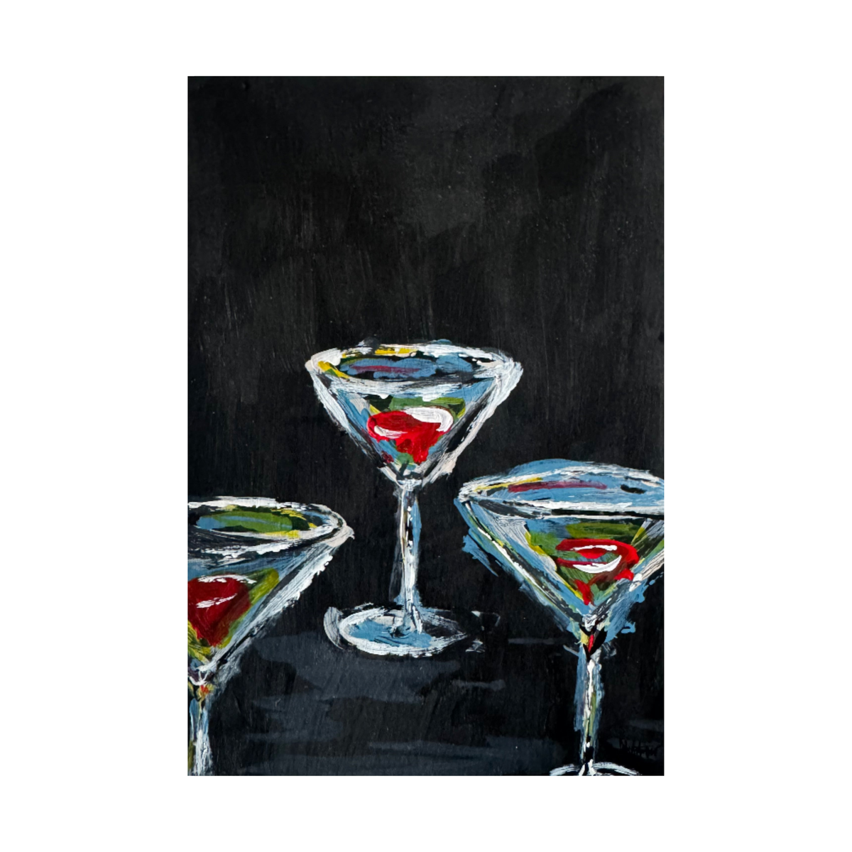 "Three Martinis" - Original Maleri