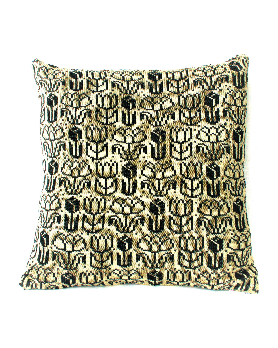Tulip - Knitted Linen Cushion Cover Black & Linen