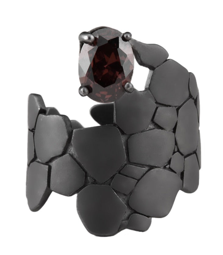 Nature's Noir Black Crevice Stone Ring