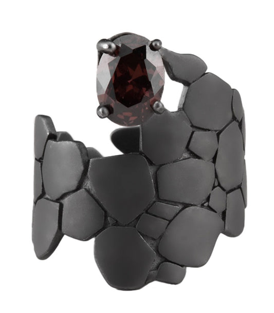 Nature's Noir Black Crevice Stone Ring