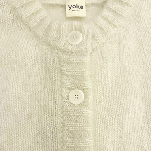 Cream Brushed Mohair & Silk Cardigan