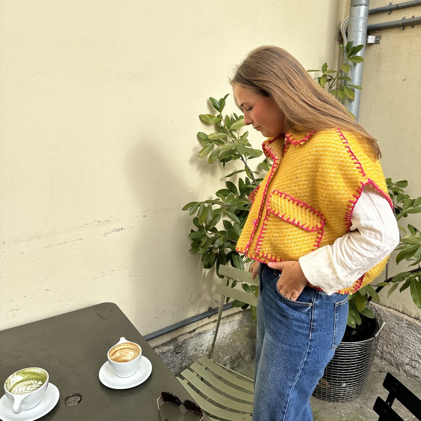 Yellow wool vest
