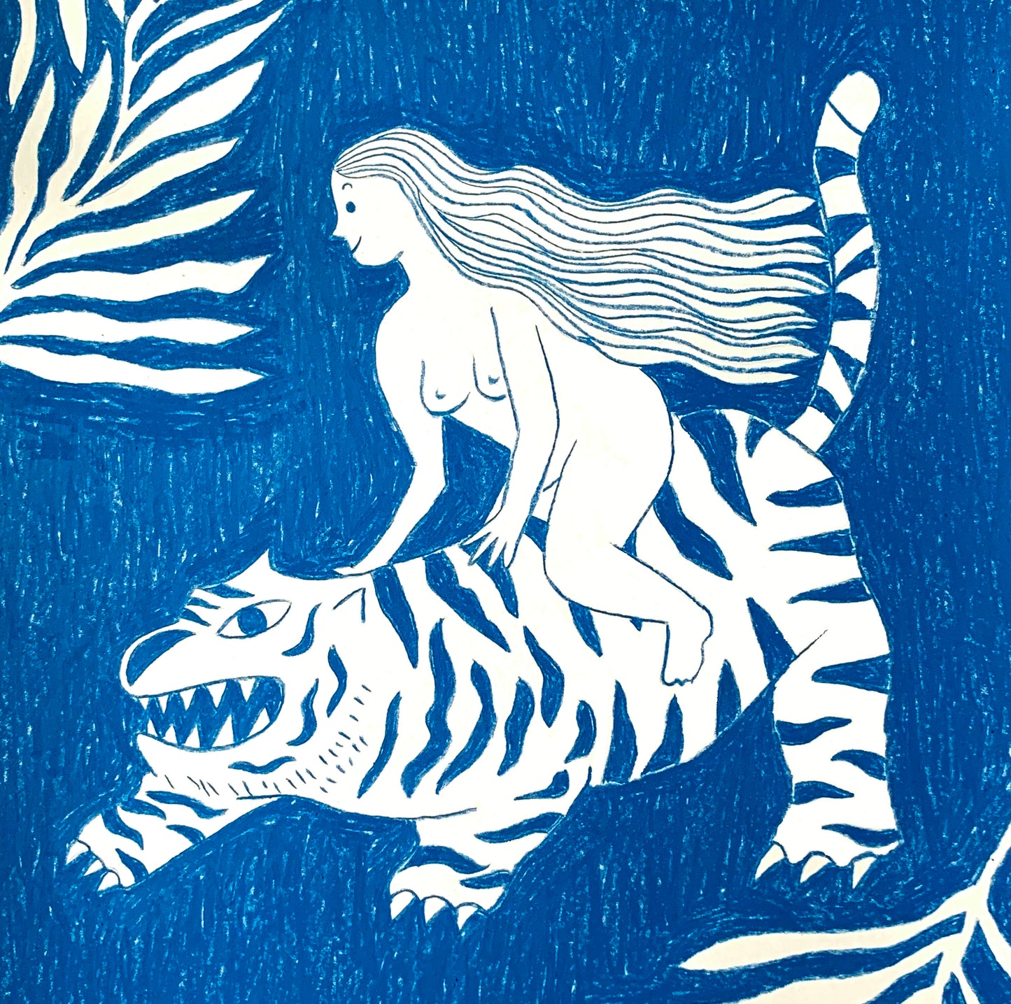 Woman Riding a Tiger drawing