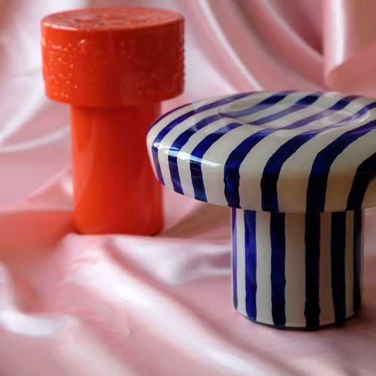 Painted lamp - Blue-striped