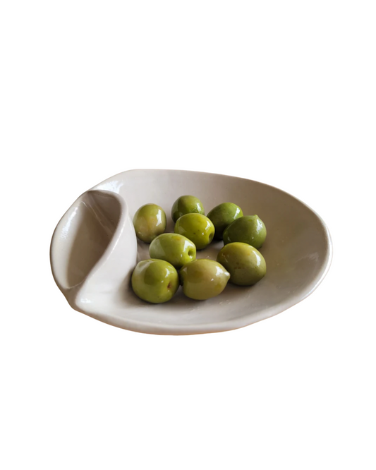 Handmade olive bowl - white