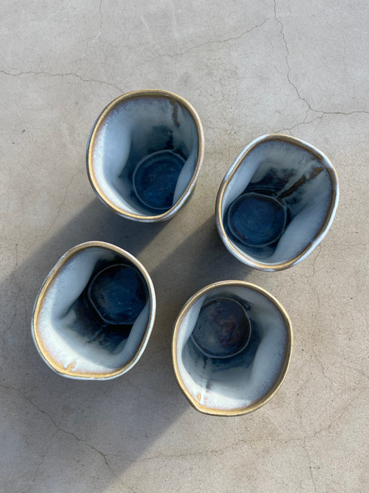 Hand shaped cup - Sea blue/White (Small)