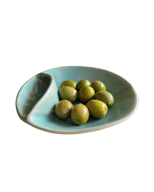 Handmade olive bowl - turqoise