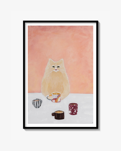 Soft cat & warm cups Poster
