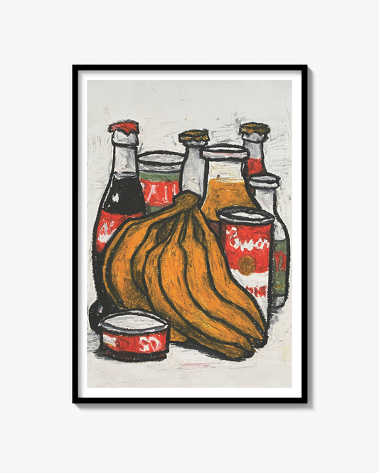 Campbell soup and eight bananas Print