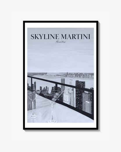 Skyline Martini - Sort&Hvid Poster - 50x70cm
