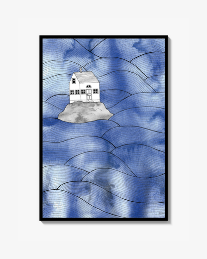 Small House Big Ocean Tekstur Farve Poster