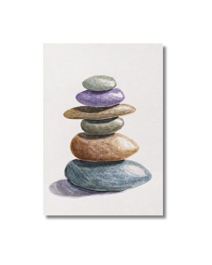 Zen Stones Akvarel Maleri Original