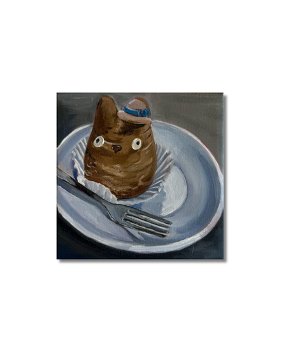 Tiny oilpainting Totoro cream puff Original
