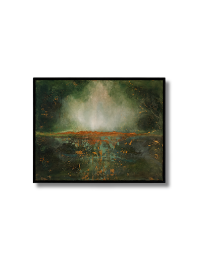 ”Lago Verde” abstract nature-inspired original mixed media painting