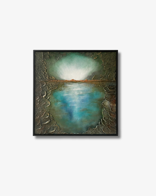 ”Evendim” Abstrakt naturinspireret Original mixed media Original maleri
