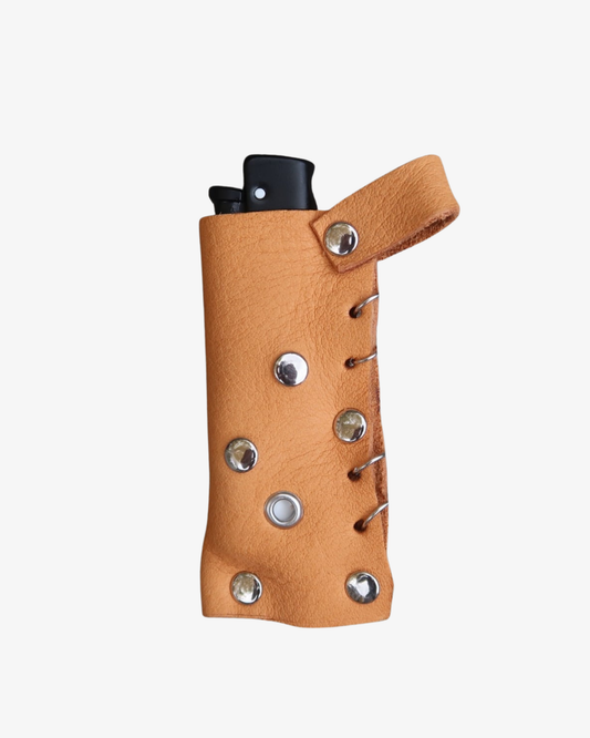 Læder lighter etui - Gul
