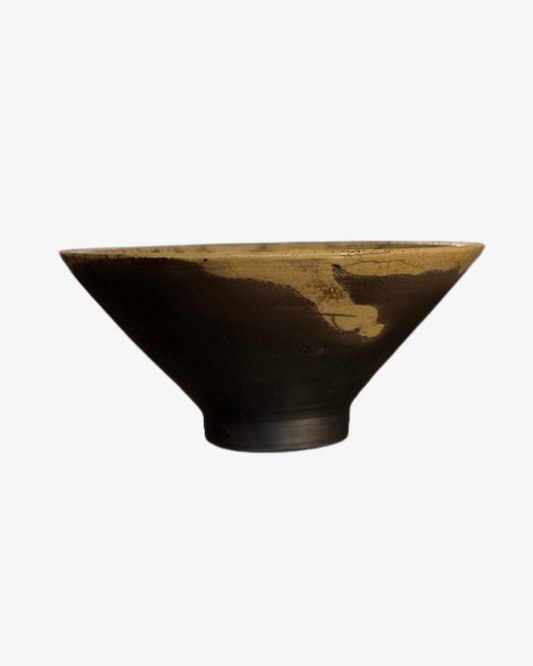 Yellow bowl, raku-fired