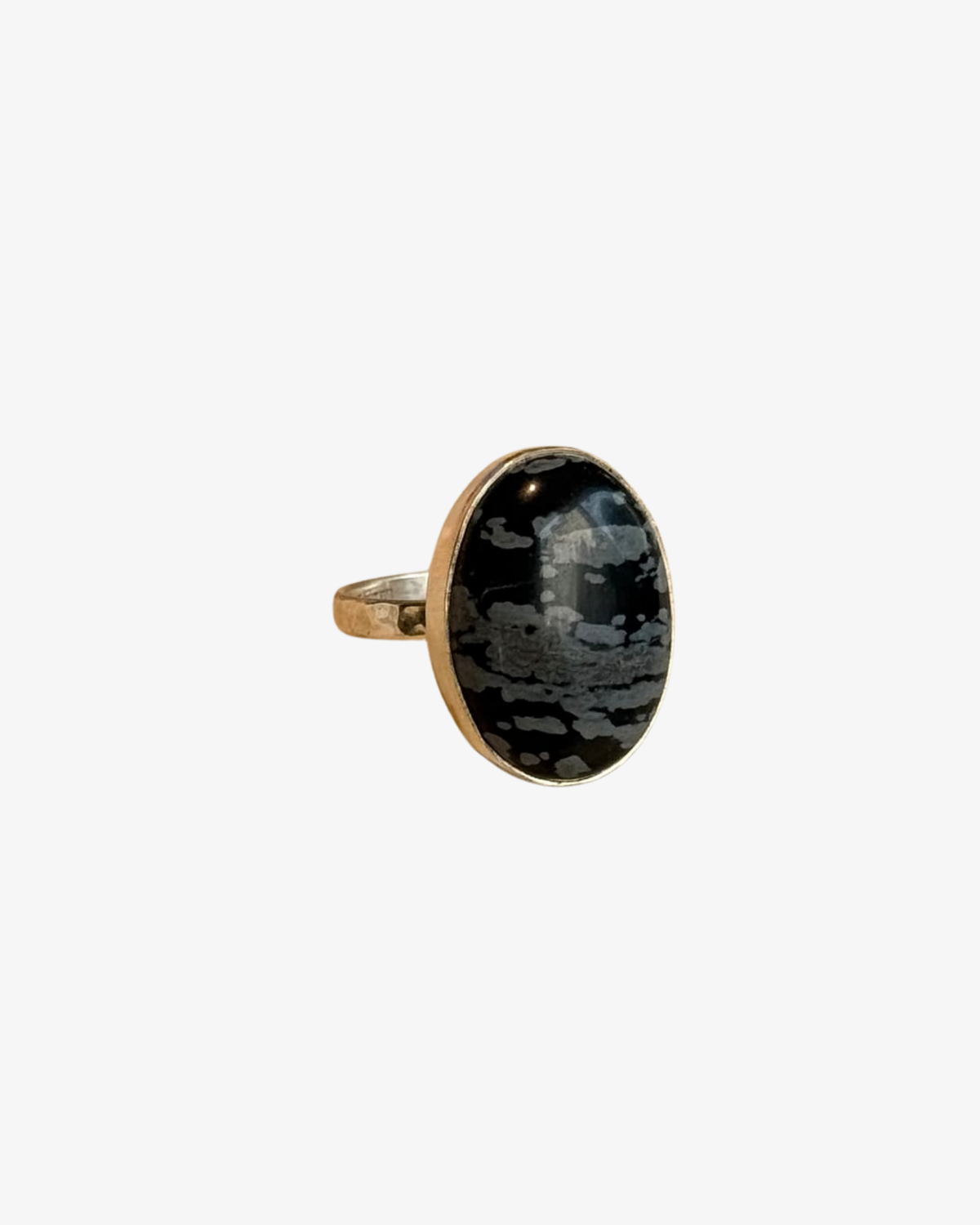 Silver ring Snow obsidian