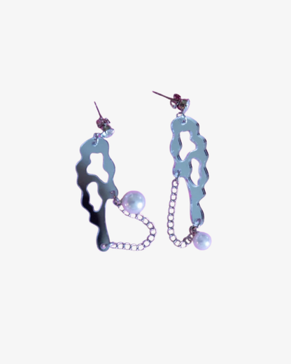 Silver Abstract Chaos Earrings