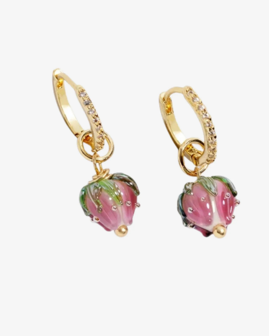 Huggie earrings flower pendant
