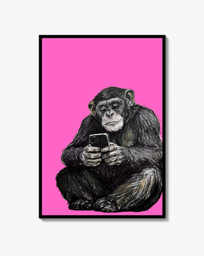 Scroll Ape – Rosa Udgave – Begrænset Fine Art Print