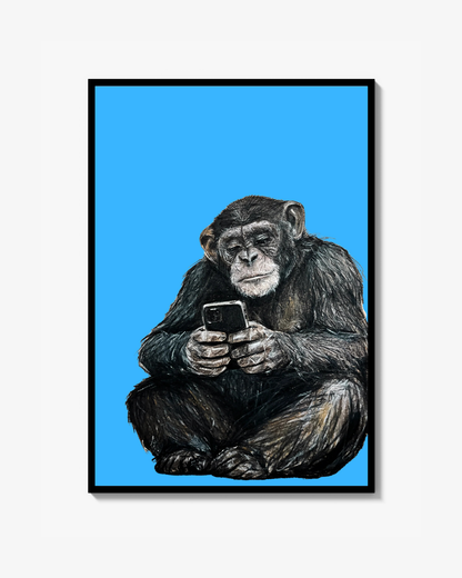 Scroll Ape – Blue Edition – Begrænset Fine Art Print