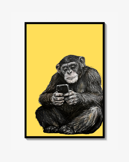 Scroll Ape – Yellow Edition – Begrænset Fine Art Print