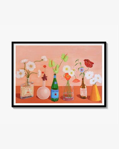FLEURS ROSES - Poster