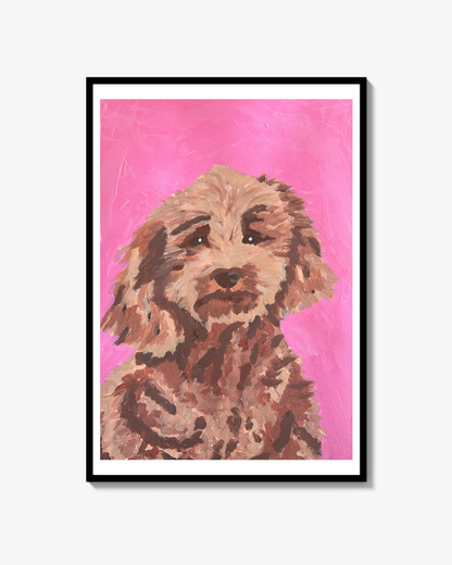 Poodle portrait Rosa Poster
