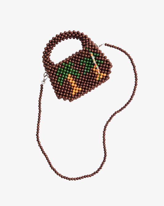 HANDMADE BEADED BAG — PALM TREE OVAL BAG