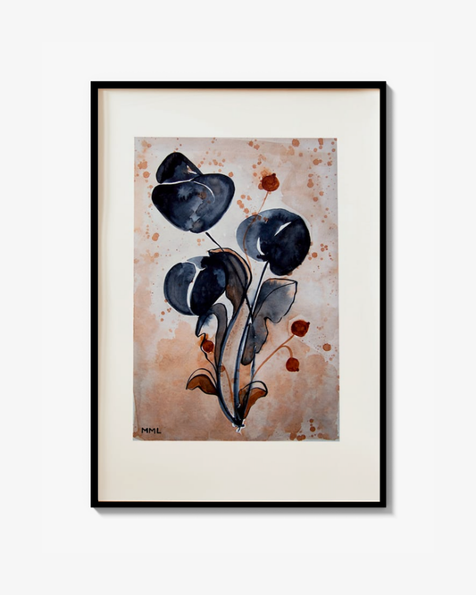 Kinesisk Blæk Blomst Print
