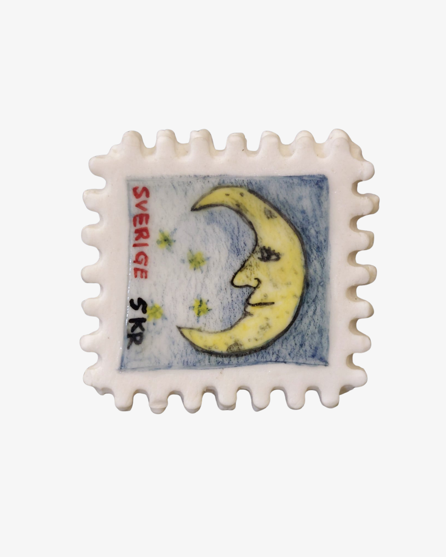 MOON - Lille skulptur / vægkunst, håndlavet stempel