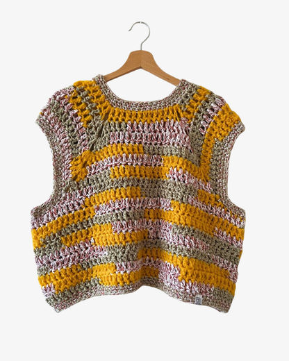 Crocheted Yellow-Green Striped Vest