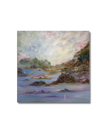 Between Sky and Stillness - Abstrakt Akryl Maleri Original